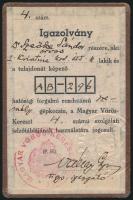1940 Fényképes vöröskeresztes igazolvány személygépkocsi vezetéséhez orvos részére