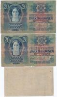 1913. 20K + 1913. 20K piros "MAGYARORSZÁG" felülbélyegzéssel + 1918. 25K "3118",...
