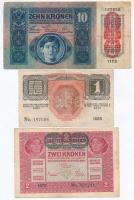 1916. 10K piros, függőleges "DEUTSCHÖSTERREICH" felülbélyegzéssel + 1916. 1K vízszintes, z...