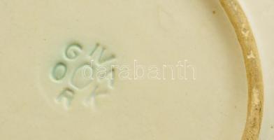 Iparművészi Vállalatos Gorka füles tálka, mázas kerámia, jelzett, kis kopással, 25x22 cm