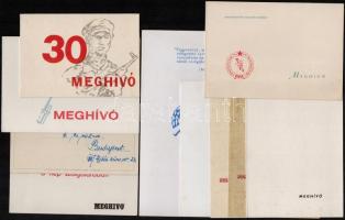 cca 1960-1970 Sziklai Sándor 56-ban elhunyt ezredes özvegyének küldött meghívók, levelek, összesen 15 db