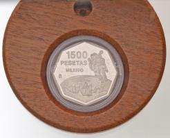 Spanyolország 1999. 1500P Ag "Millennium" eredeti fa dísztokban T:PP ujjlenyomatos
Spain ...