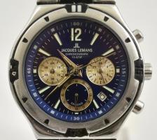 Jacques Lemans Cronograph fém szíjas karóra, elemmel, működik, díszdobozban