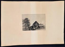 Boldizsár István (1897-1984): Vízimalom. Rézkarc, papír, jelzett, 16x23 cm