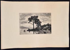 Biai-Föglein István (1905-1974): Folyópart. Rézkarc, papír, jelzett, 20x29 cm