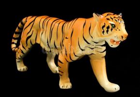 Tigris, kerámia figura, jelzés nélkül, kis kopásnyomokkal, 38x17 cm