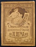 1897 Országos Magyar Képzőművészeti Társulat Albuma 1897, benne 7 nyomattal, megviselt állapotú, javított, illusztrált vászonmappában.