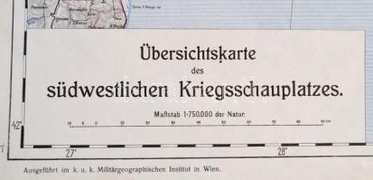 1915 Übersichtskarte des Südwestlichen Kriegsschauplatzes, a délnyugati hadszíntér áttekintő térképe...