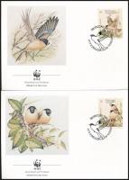 WWF: Madarak sor 4 FDC-n + négyescsík, WWF Birds set 4 FDC + stripe of 4