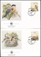 WWF Birds set 4 FDC + stripe of 4 WWF: Madarak sor 4 FDC-n + négyescsík