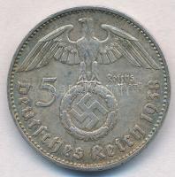 Német Harmadik Birodalom 1938J 5M Ag "Hindenburg" T:2 kis ph.
German Third Reich 1938J 5 ...