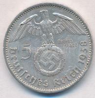 Német Harmadik Birodalom 1938A 5M Ag "Hindenburg" T:2 
German Third Reich 1938A 5 Mark Ag...