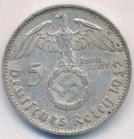 Német Harmadik Birodalom 1937E 5M Ag "Hindenburg" T:2 
German Third Reich 1937E 5 Mark Ag...