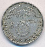 Német Harmadik Birodalom 1937A 2M Ag "Hindenburg" T:2
German Third Reich 1937A 2 Mark Ag ...