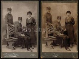 cca 1916 3 db keményhátú katonafotó Ravasz Imre arad/lippai műterméből (rajtuk az MTI debreceni igaz...