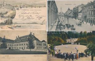 43 db régi magyar és történelmi magyar városképes lap, vegyes minőség / 43 pre-1945 Hungarian and Historical Hungarian town-view postcards, mixed quality