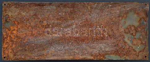 Lenin út, zománcozott fém tábla, rozsdafoltokkal, lepattanásokkal, 20x50 cm