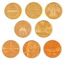 1996. "Magyarság Őstörténete és Honfoglalása Emlékérem sorozat" 8db klf aranyozott tombak ...