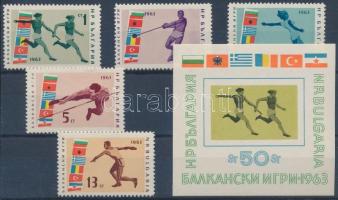 Balkáni sportjátékok sor + vágott blokk Balkan sports games set + imperforated block