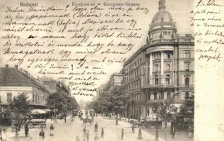 Budapest VIII. Kerepesi út, Életbiztosító Részvénytársaság, Ehm János üzlete, villamosok (kis szakadás / small tear)