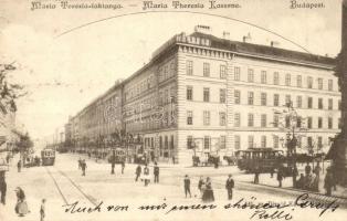 Budapest IX. Mária Terézia-laktanya, villamosok. Divald Károly 141. (EK)