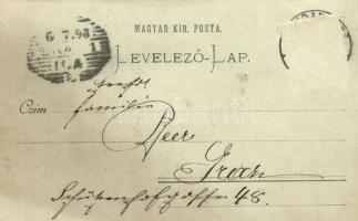 1898 Budapest VI. Oktogon, villamosok, üzletek. D. Halberstadt kiadása (Rb)