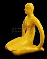 Gorka Géza (1895-1971): Art deco ülő női figura könyvtámasz. Repesztett mázas kerámia, jelzett (Nogr...