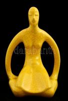 Gorka Géza (1895-1971): Art deco ülő női figura könyvtámasz. Repesztett mázas kerámia, jelzett (Nogr...