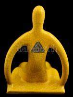 Gorka Géza (1895-1971): Art deco ülő női figura könyvtámasz. Repesztett mázas kerámia, jelzett (Nogr...