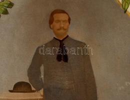 Schütz Cilli fajansz falitál, közepén gróf Migazzy Vilmos (1829-1896) felvidéki földbirtokos egész a...