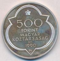 1990. 500Ft Ag "Mátyás király - Buda" T:1(PP) patina 
Adamo EM114