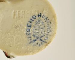 Herendi porcelán madár, kézzel festett, jelzett, kopott, m: 7,5 cm