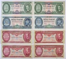 Vegyes 8db-os kiváló tartású forint bankjegy tétel, benne: 1957-1960. 10Ft (2xklf) + 1962-1965. 20Ft (2xklf) + 1957-1968. 100Ft (4xdiff) T:I Mixed 8pcs of Forint banknotes in exceptional condition, with: 1957-1960. 10 Forint (2xdiff) + 1962-1965. 20 Forint (2xdiff) + 1957-1968. 100 Forint (4xdiff) C:UNC Adamo F4, F5, F13, F14, F29, F30, F31, F32