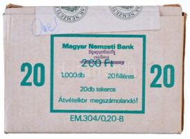 ~1970-1990. 20f Al (1000x) 20db bontatlan rolni eredeti, bontott, Magyar Nemzeti Bank dobozban, Komárom-Esztergom megyei Igazgatóság, valamint 1996 jul 24 felülbélygzéssel T:vegyes / Hungary ~1970-1990. 20 Fillér Al (1000x) 20pcs of wrappers in original, opened box, by the Hungarian National Bank, with Directorate of Komárom-Esztergom County and 1996 jul 24 overprint C:mixed Adamo F4.3