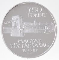 1998. 750Ft Ag "Budapest 125 éves" műanyag tokban, tanúsítvánnyal T:PP 
Adamo EM149