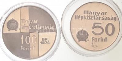 1974. 50Ft Ag + 100Ft Ag "MNB" T:PP kis fo. 
Adamo EM44, EM45