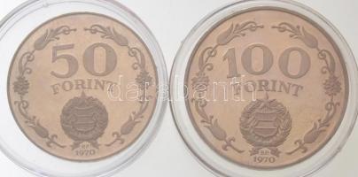 1970. 50Ft Ag + 100Ft Ag "Felszabadulás" pár T:1(PP) Adamo EM36, EM37