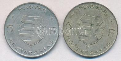 1947. 5Ft Ag "Kossuth" (2x) T:2,2-