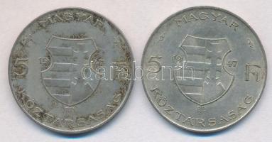 1947. 5Ft Ag "Kossuth" (2x) T:2,2-