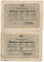 1849. 30kr Kossuth-bankó (2x) T:III- ly.