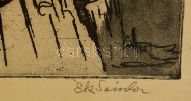 Ék Sándor (1902-1975): Vietnami anya, rézkarc, papír, jelzett, üvegezett fa keretben, 39×29,5 cm