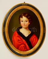 Jelzés nélkül: Bieder kislány portré cca 1850. Olaj, vászon, sérült keretben, 47×35 cm