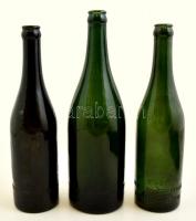 3 db Dreher-Haggenmacher feliratos sörösüveg, kis kopásokkal, m: 27-29 cm