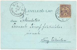 1902 Debrecen, Piac utca, Rohner szálloda, városi vasút, kisvasút, vonat este. Csokonai Nyomda kiadv...