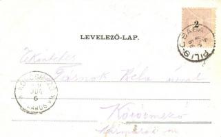 1899 Piliscsaba, Tábori vasútállomás, gőzmozdony, katonai laktanya, Templom tér. 404/99. Lith. Blau ...