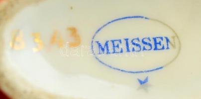 Meissen fogpiszkálótartó, kézzel festett, jelzett, kopásokkal, 6,5×3×6 cm