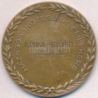 Lőrincz István (1901-1985) 1931. Házasságkötésünk emlékére / Ilonka-György 1932. IV. 10. Br emlékérem (50mm) T:2 karc