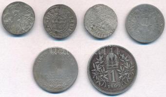 6db-os vegyes, főleg rossz tartású ezüstérmék, közte 1872KB 20kr Ag "Ferenc József", Auszt...