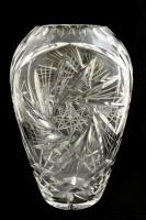 Ólomkristály váza, csiszolt, jelzés nélkül, hibátlan, m: 21 cm