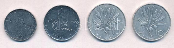 Olaszország 1949R 10L Al (2x) + Vatikán 1963. 50L acél + 1965. 100L acél T:2,2- Italy 1949R 10 Lire Al (2x) + Vatican 1963. 50 Lire Steel + 1965. 100 Lire Steel C:XF,VF Krause KM#90, KM#81.1, KM#82.2